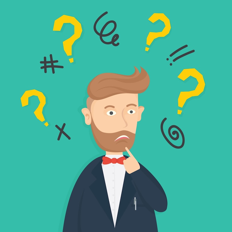 confuso empresário personagem desenho vetor design