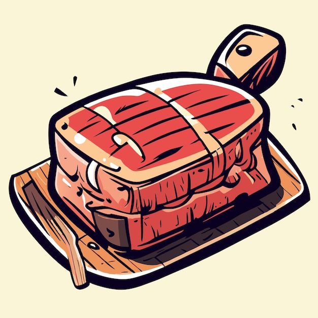 Vetor conheça bife desenhado à mão plano elegante adesivo de desenho animado conceito de ícone ilustração isolada