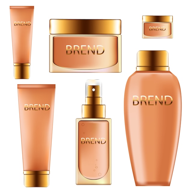 Conjunto 3d realista de cosméticos