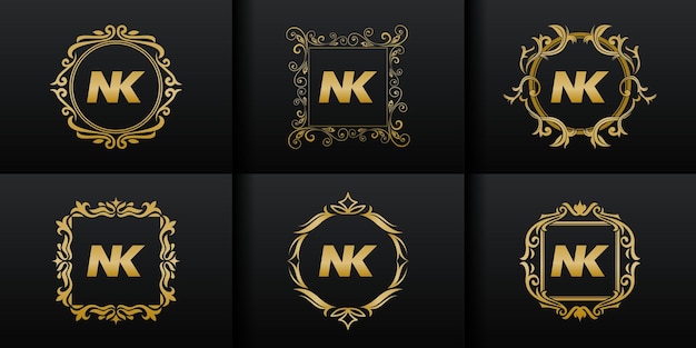 Conjunto abstrato coleção de logotipo inicial de luxo