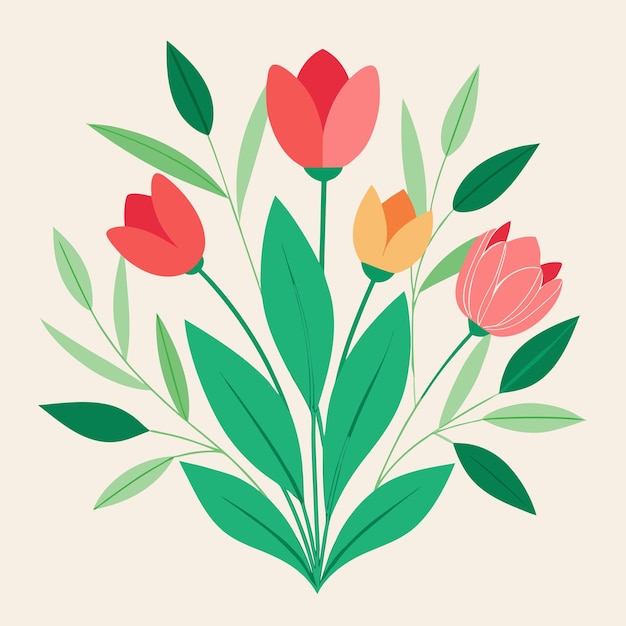 Conjunto botânico criativo com flores Desenho em fundo branco