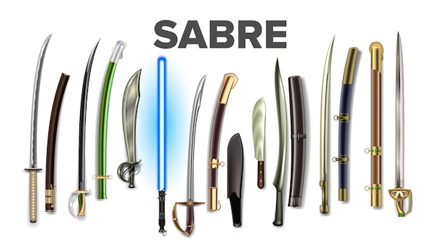 Conjunto brilhante de sabres antigos