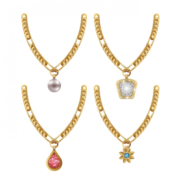 conjunto colar gemas jóias isolado