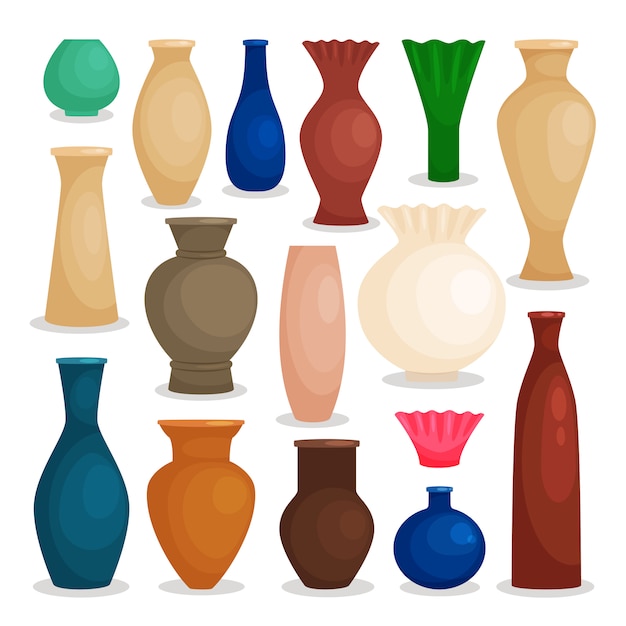 Conjunto colorido de vasos