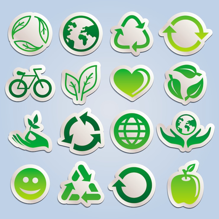 Vetor conjunto com adesivos de ecologia