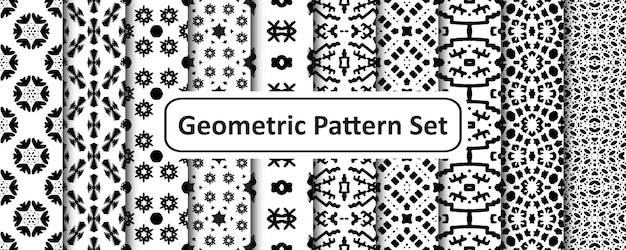 Conjunto de 10 padrão geométrico preto e branco sem costura