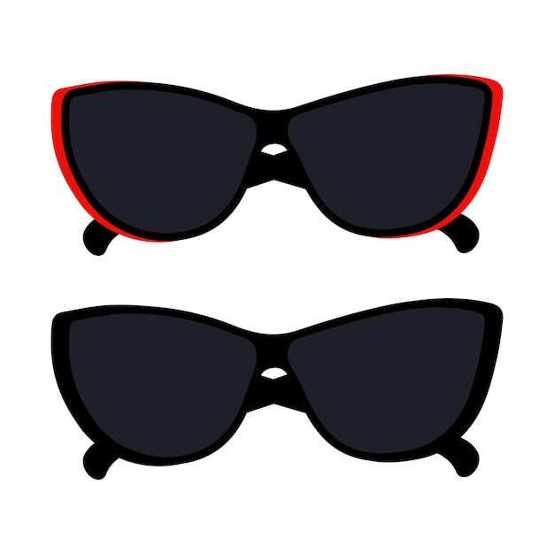 Conjunto de 2 óculos de sol elegantes com lentes escuras em armação preta e vermelha olá verão óculos de sol dia