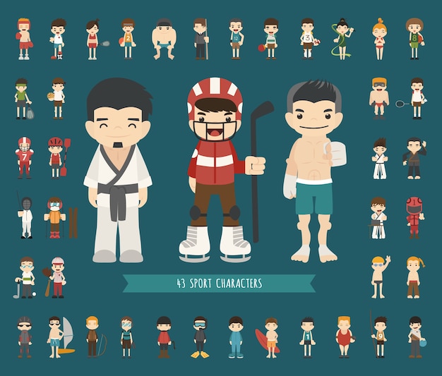 Conjunto de 43 personagens esportivos