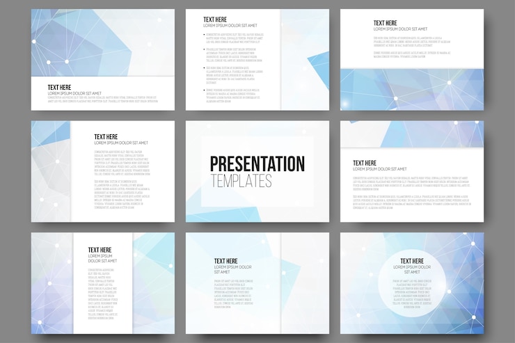 Vetor conjunto de 9 modelos para slides de apresentação