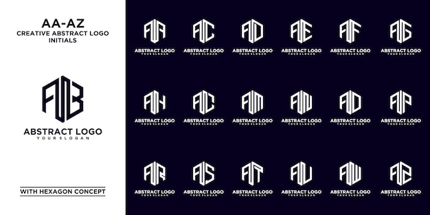 Conjunto de aa inicial abstrata - a z. design de logotipo de monograma, ícones para negócios de luxo, elegantes
