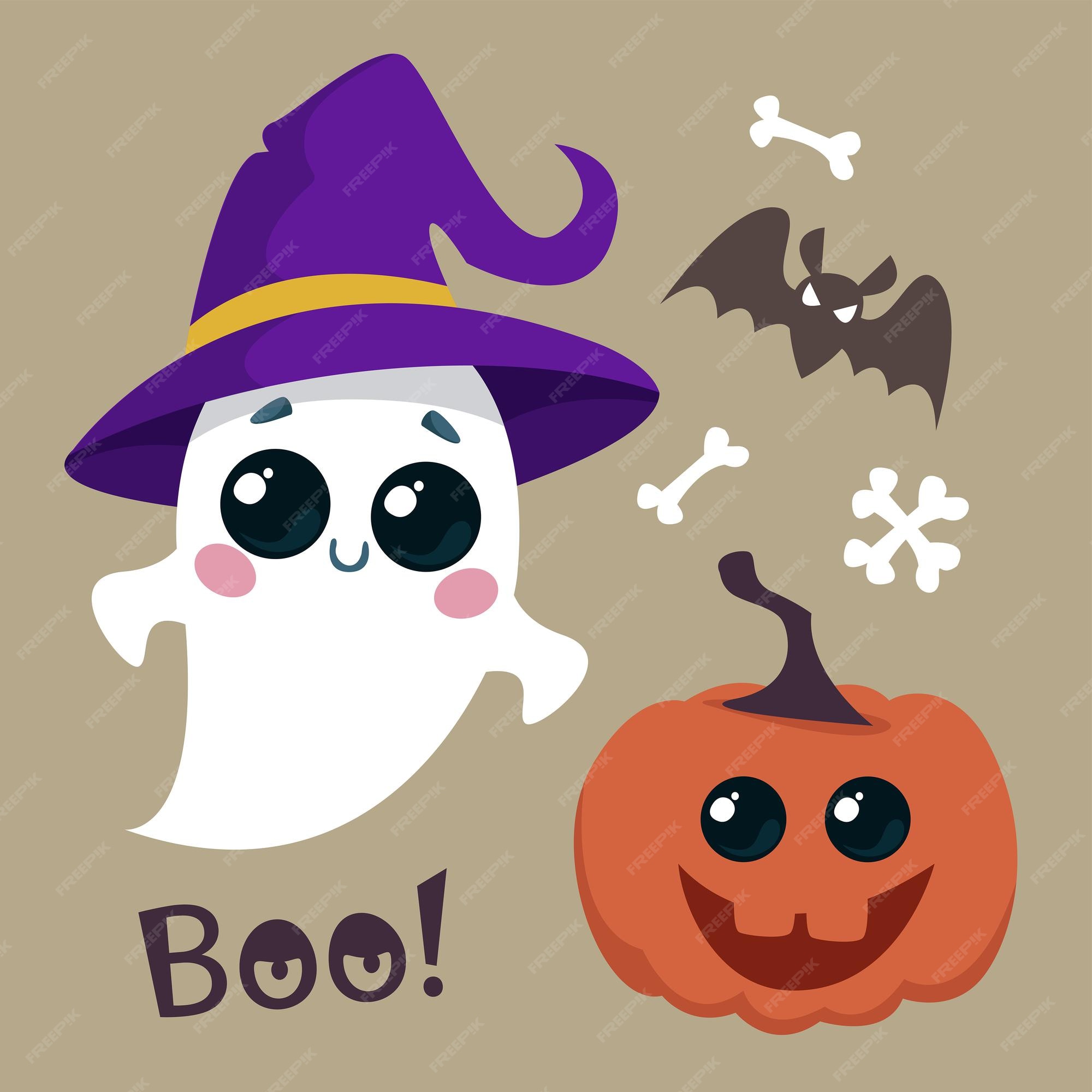 conjunto de ilustrações no estilo de doodle sobre o tema do halloween.  desenhos simples e fofos com fantasmas, abóboras e doces. fotos engraçadas  para crianças 10403146 Vetor no Vecteezy