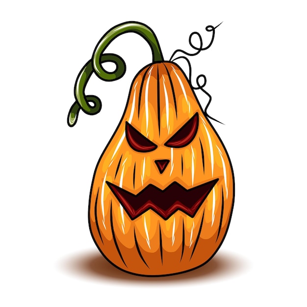 Conjunto de abóboras de halloween laranja diferentes tipos de abóboras de desenho animado abóbora assustadora de halloween enfrenta ilustração vetorial