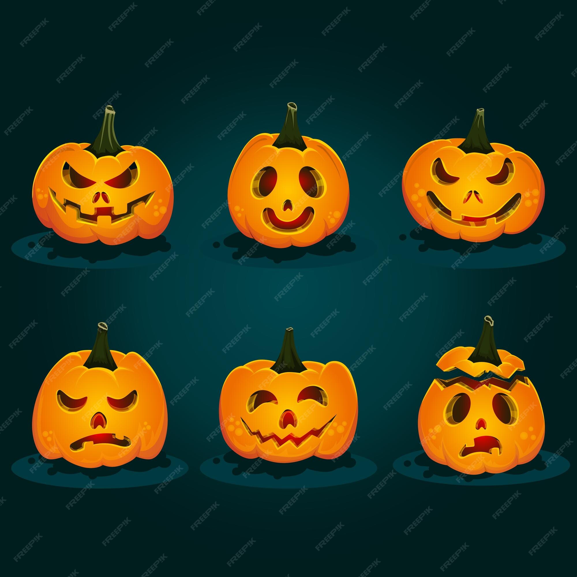 Conjunto De Rostos Assustadores E Engraçados Para Abóbora Ou Fantasma De  Halloween. Expressões Faciais De Jackolantern. Simples Co Ilustração do  Vetor - Ilustração de fantasma, olhos: 224078003