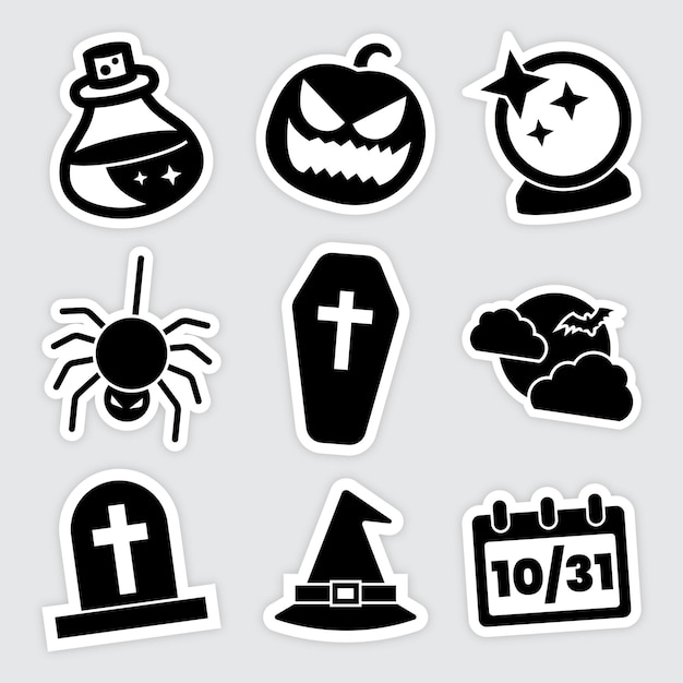 Conjunto de adesivos de elementos de halloween