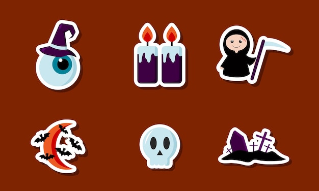 Conjunto de adesivos fofos de halloween