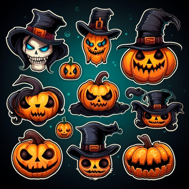 Conjunto de adesivos vetoriais de Halloween