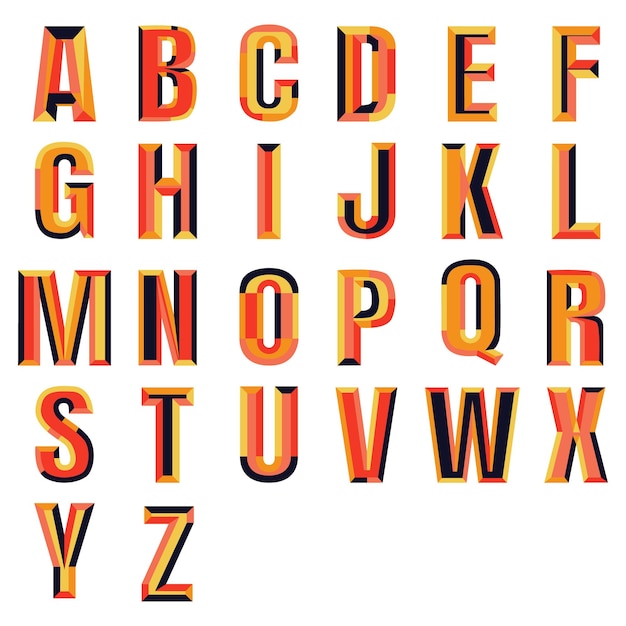Vetor conjunto de alfabeto de fonte abstrata moderna colorida