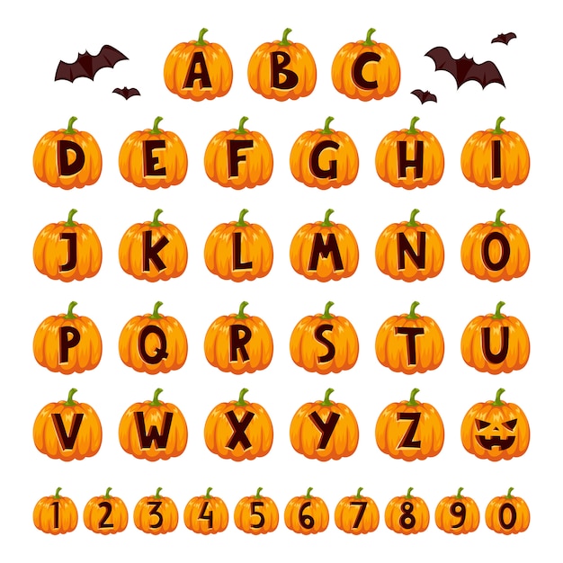 Conjunto de alfabeto de fonte de halloween.