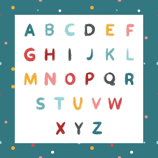 Conjunto de alfabeto vetorial, vetor de alfabeto fofo, ilustração com letras coloridas, conjunto com letras