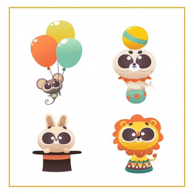conjunto de animais de circo