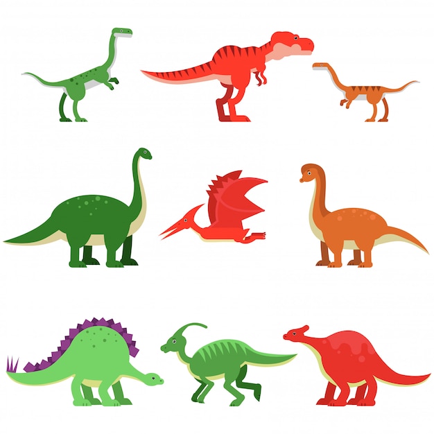 Desenho De Conjunto Dinossauros Coloridos Para Coleção História Do