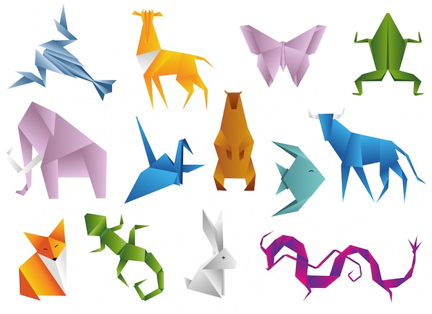 Conjunto de animais de origami