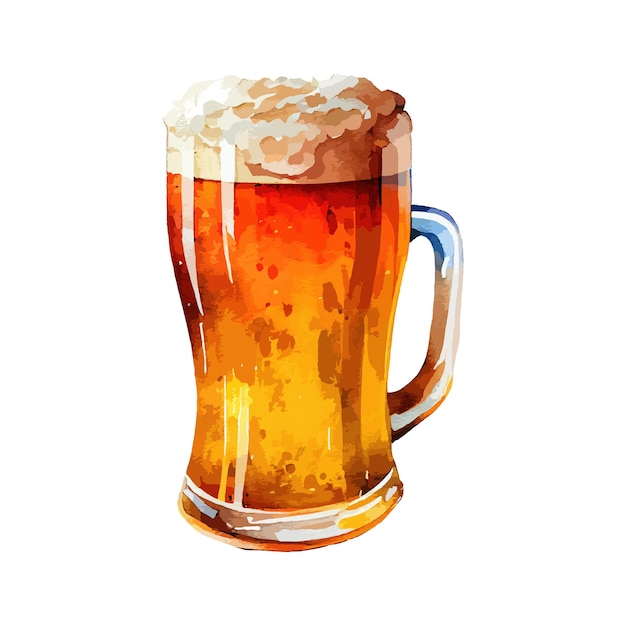 Conjunto de aquarela de cerveja isolada no fundo branco Festa de álcool copo de coleção de bebidas de cerveja Ilustração vetorial