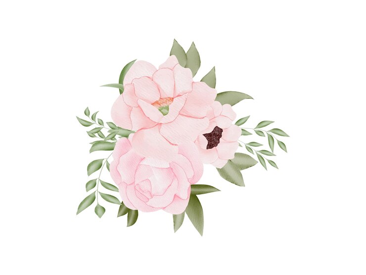 Conjunto de aquarela floral para cartão de casamento