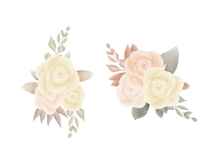 Conjunto de aquarela floral para cartão de casamento