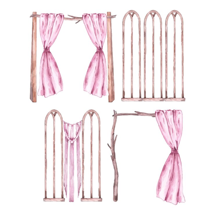 Conjunto de arcos de casamento em aquarela