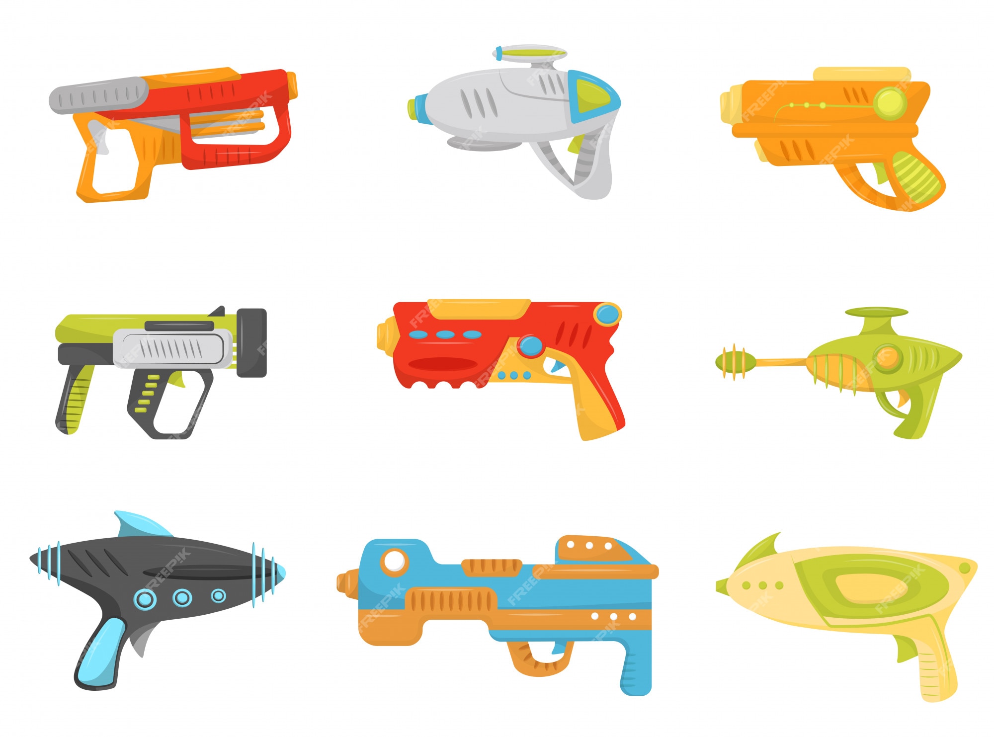 Conjunto de armas de brinquedo, pistolas e blasters para jogo de