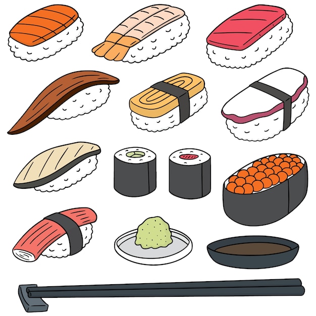 Conjunto de arroz com peixe cru (sushi)