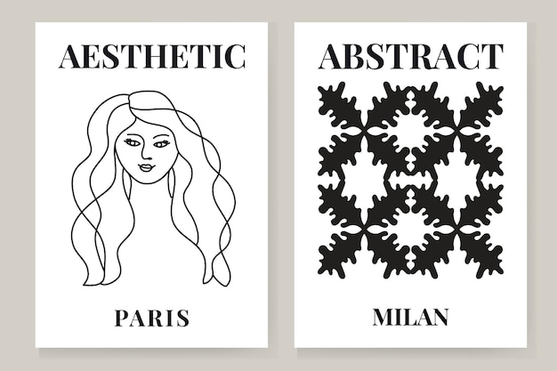 Conjunto de arte abstrata matisse arte moderna estética ilustração de arte minimalista vector cartaz cartão postal