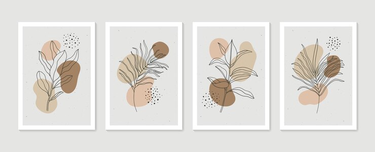 Conjunto de arte de parede botânica abstrata Coleção de pôsteres de arte contemporânea Arte de parede minimalista e natural