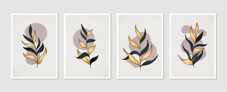Conjunto de arte de parede botânica Arte de parede mínima e natural Boho