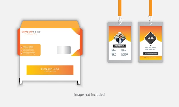 conjunto de artigos de escritório de negócios modelo de envelope de cartão de identificação
