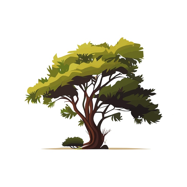 Vetor conjunto de árvores planas estilizadas ilustração em vetor natural vista lateral