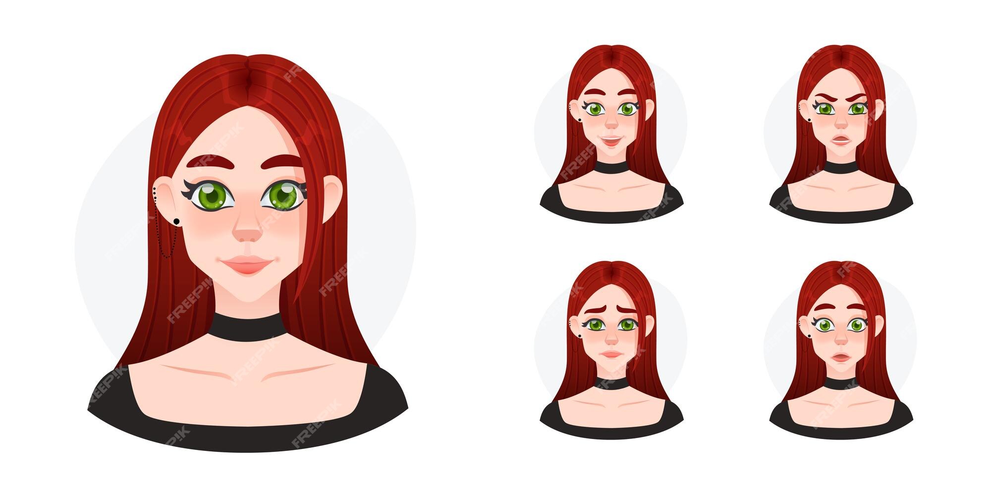 Conjunto De Cabeças De Mulheres Jovens. Perfil De Avatar De Meninas.  Ilustração Vetorial De Desenhos Animados De Retratos De Heróis De Jogos  Móveis Royalty Free SVG, Cliparts, Vetores, e Ilustrações Stock. Image