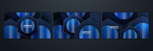 Conjunto de azul realista moderno com fundo de design abstrato de sombra