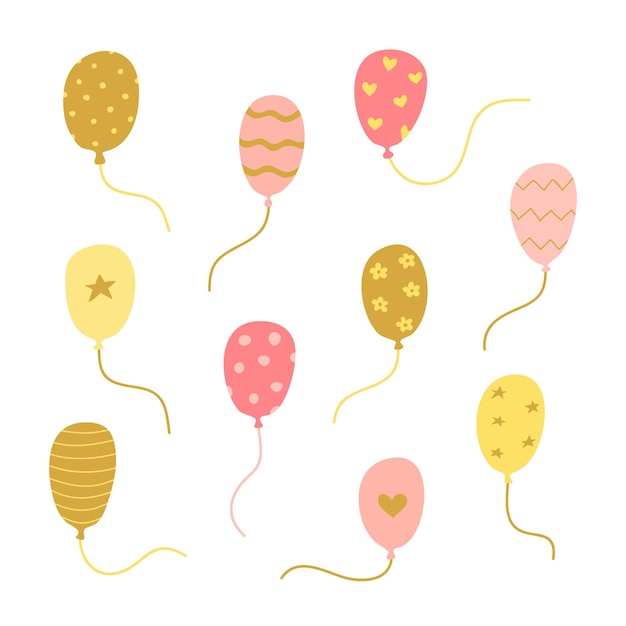 Conjunto de balões de hélio doodle