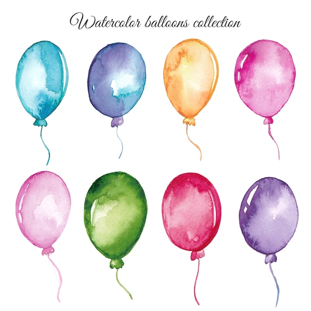 Conjunto de balões em aquarela