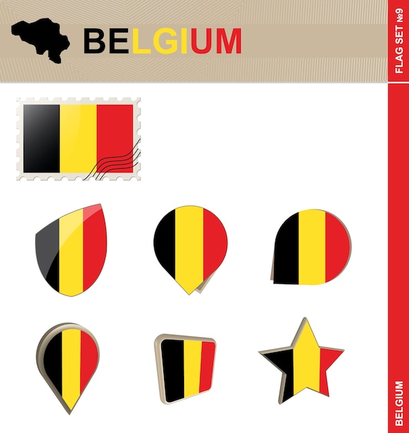 Conjunto de bandeira da Bélgica conjunto de bandeira 9 vetor