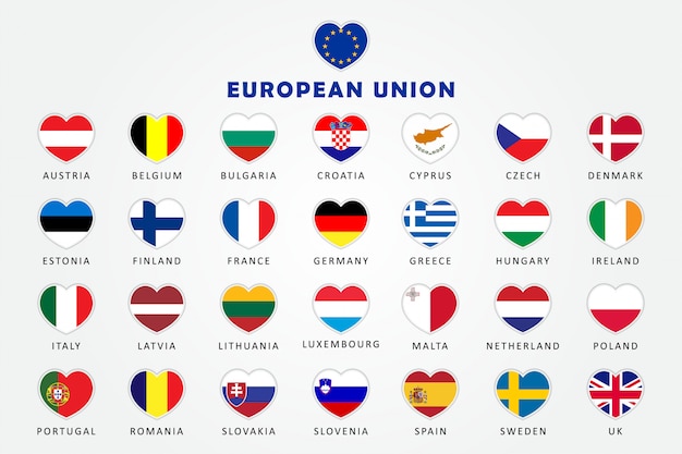 Bandeiras nacionais de países europeus com legendas . imagem vetorial de  moodbringer© 275531372