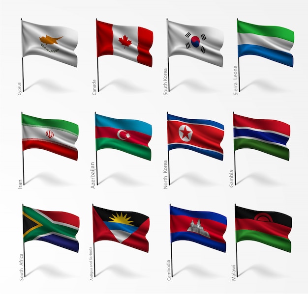 Vetor conjunto de bandeiras de todos os países na ilustração