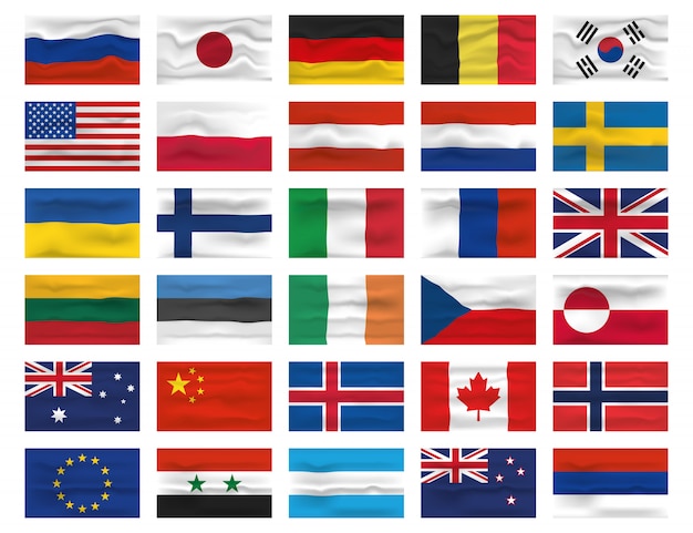 Conjunto de bandeiras isoladas nacionais do mundo