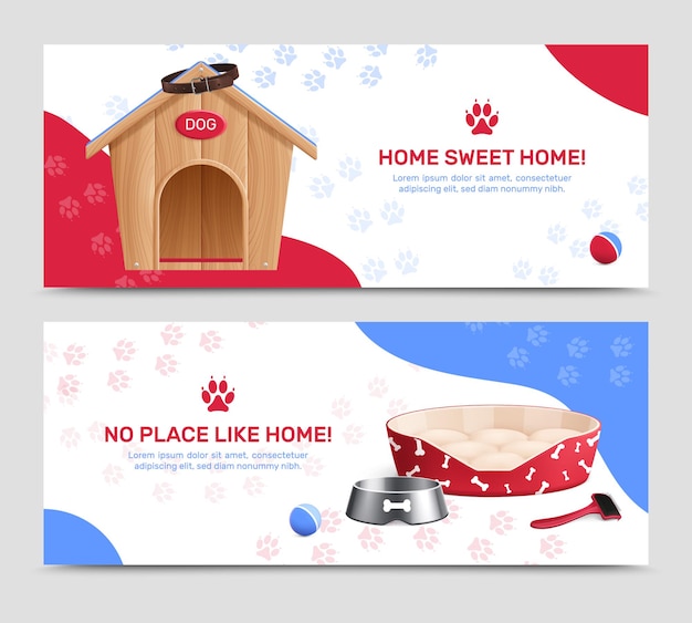 Conjunto de banner de acessórios para cães