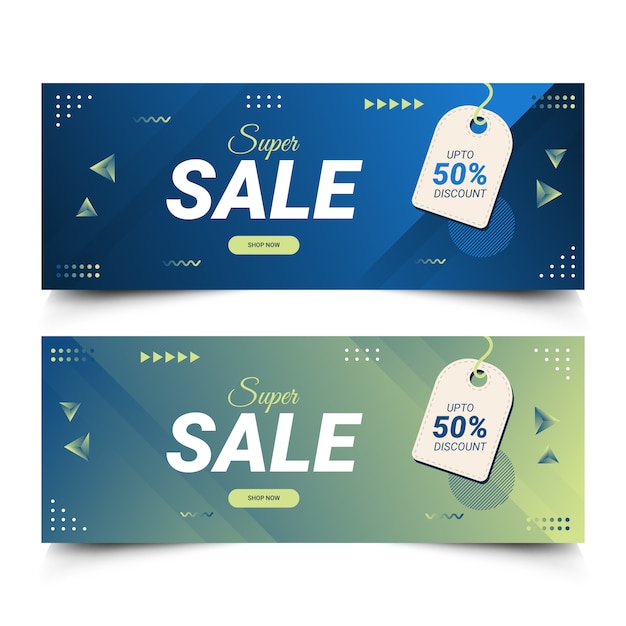 Conjunto de banner de desconto de venda