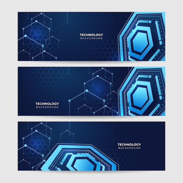 Conjunto de banner de design colorido azul escuro abstrato de tecnologia futurista modelo de web de fundo padrão de banner de design gráfico abstrato de vetor