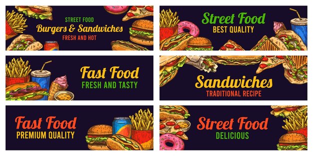 Vetor conjunto de banner de fast food