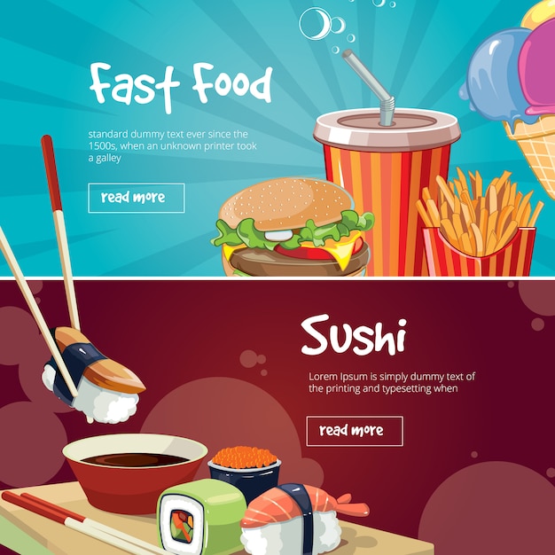 Conjunto de banner de fast food